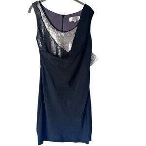 Mark & James by Badgley Mischka Black Cowl Neck Draped Sequin Mini  Dress NWT XS